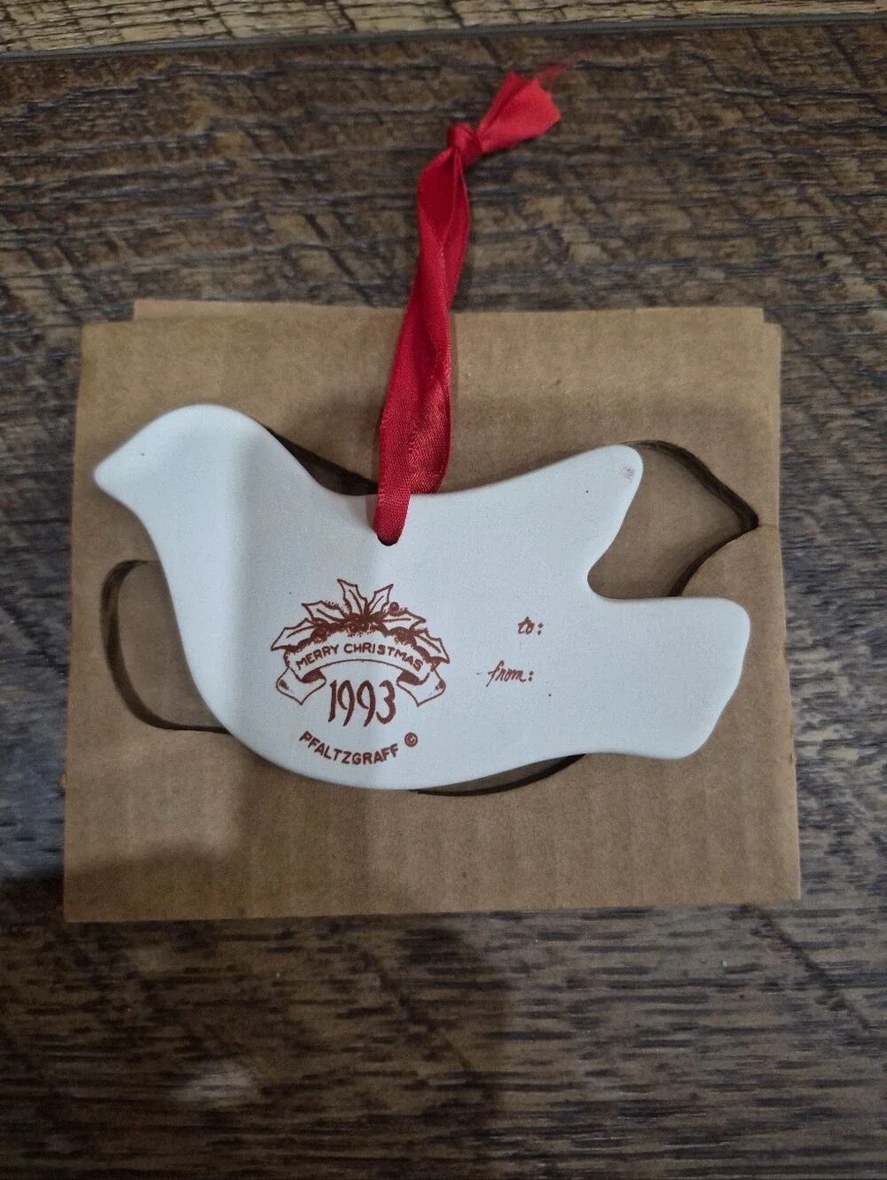 Vintage New Pfaltzgraff Christmas Heritage Dove Ornament 1993